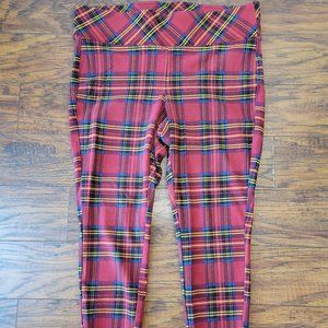 TORRID Betsey Johnson Red Tartan Plaid Pixie Legging Pants sz 1 EUC Casual Punk